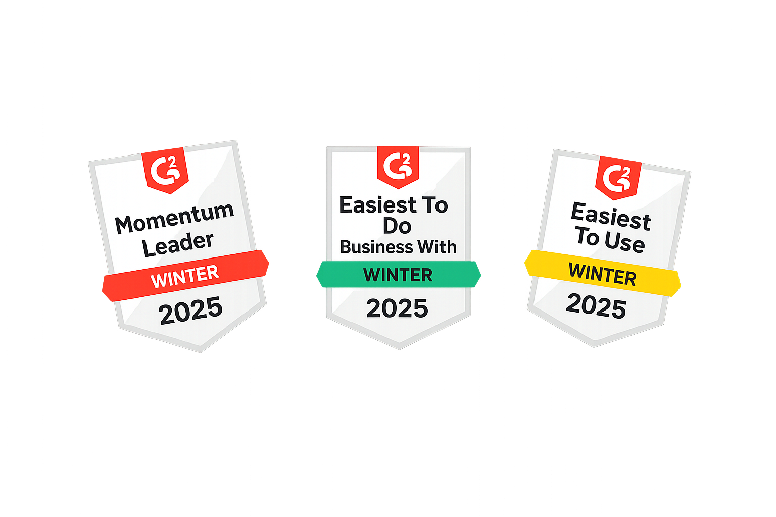G2 Winter 2025 awards: Momentum Leader, Easiest To Do Business With, Easiest To Use.